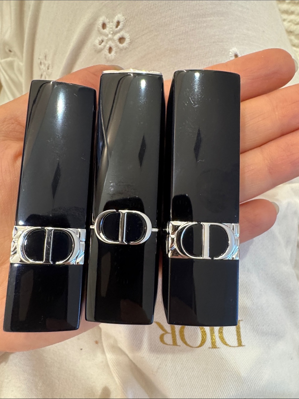 Dior Black Lipstick Set with Silver CD Band